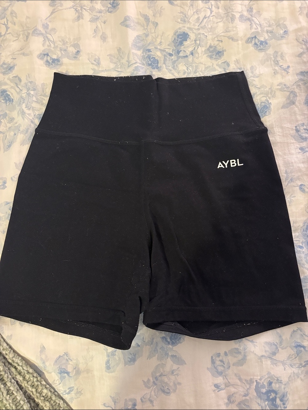 AYBL Black High-Waist Bike Shorts with Logo